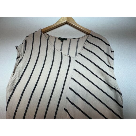 For Cynthia Womens Asymmetrical Shift Dress XL Ivory Stripe Sleeveless Y2K Retro - Picture 5 of 13